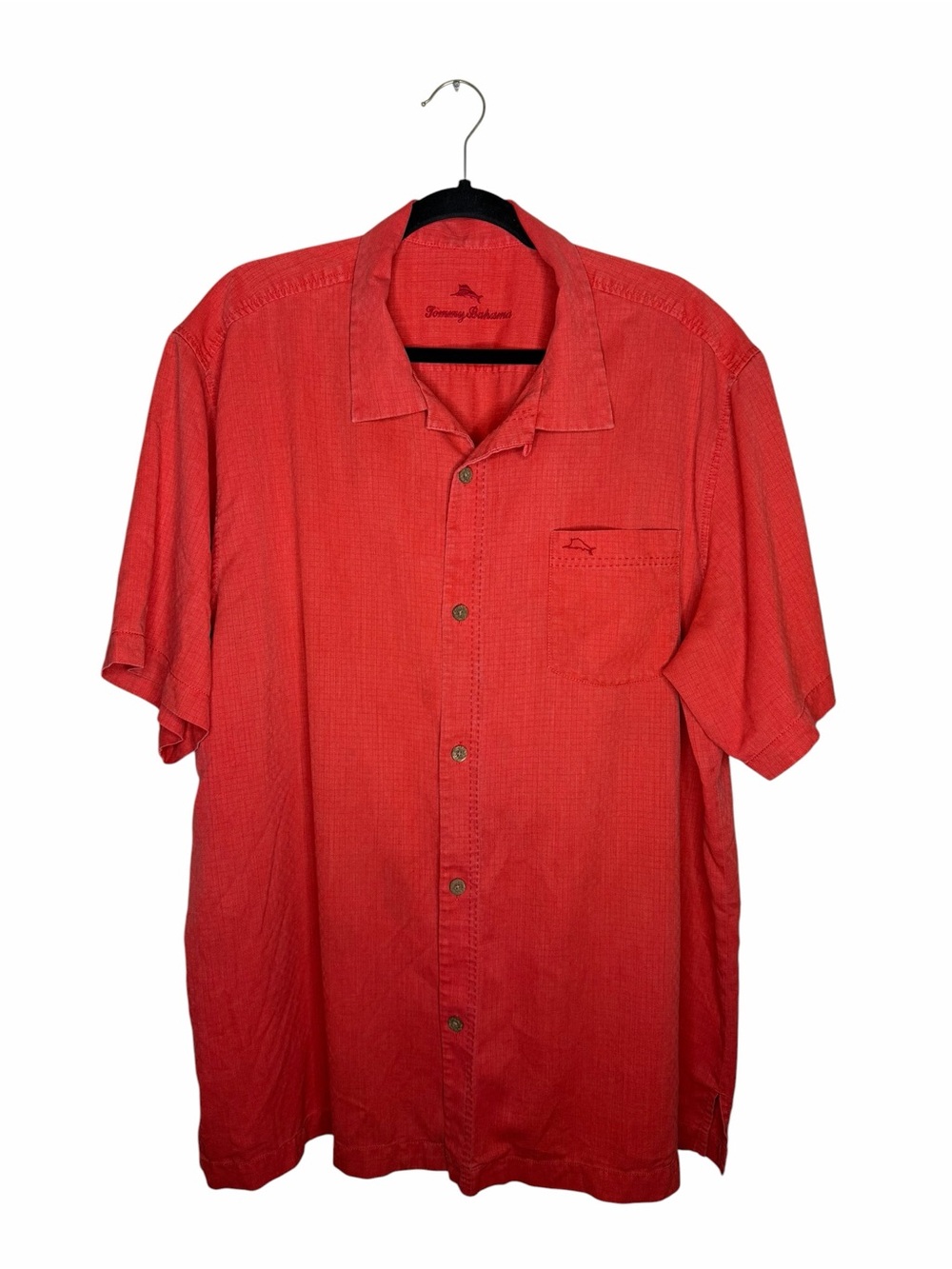 TOMMY BAHAMA / red silk blend short sleeve button up shirt / XXL